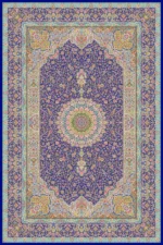 فرش ابریشم ماشینی 1600 شانه کد 160065 سرمه ای
