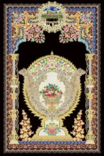 فرش ابریشم ماشینی 1600 شانه مشکی