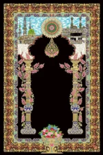 فرش ابریشم ماشینی 1600 شانه مشکی