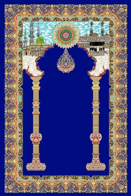 فرش ابریشم ماشینی 1600 شانه سرمه ای