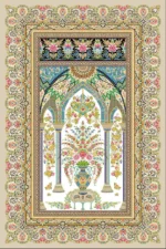 فرش ابریشم ماشینی 1600 شانه بژ