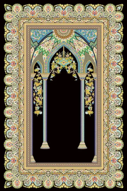 فرش ابریشم ماشینی 1600 شانه مشکی