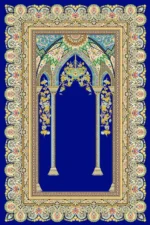 فرش ابریشم ماشینی 1600 شانه سرمه ای