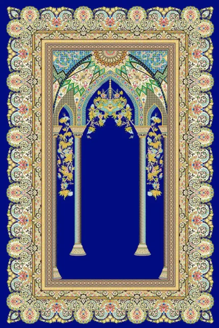 فرش ابریشم ماشینی 1600 شانه سرمه ای