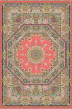 فرش ابریشم ماشینی 1600 شانه گلبهی