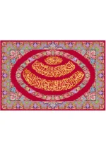 Machine-Made Silk Pictorial Carpet, 1600 Reeds