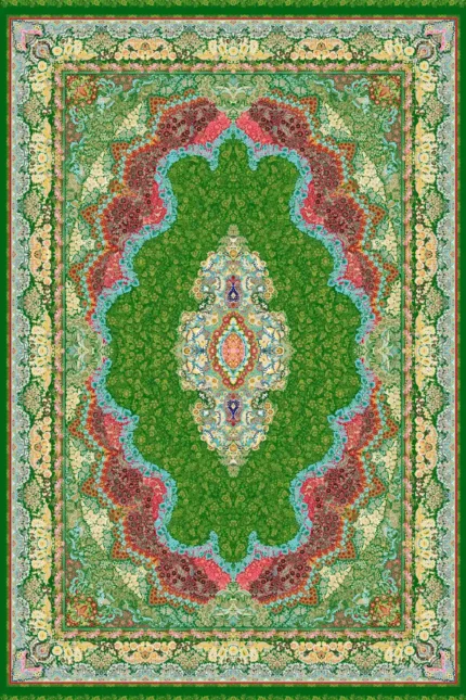 Machine-woven silk carpet 1600 reeds green