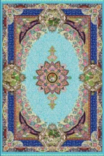 Machine-woven silk carpet, 1600 reeds, blue
