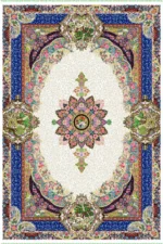Machine-woven silk carpet, 1600 reeds, cream