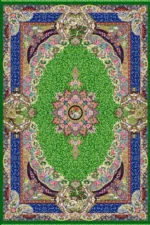Machine-woven silk carpet, 1600 reeds, green