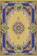 Machine-woven silk carpet, 1600 reeds, mustard