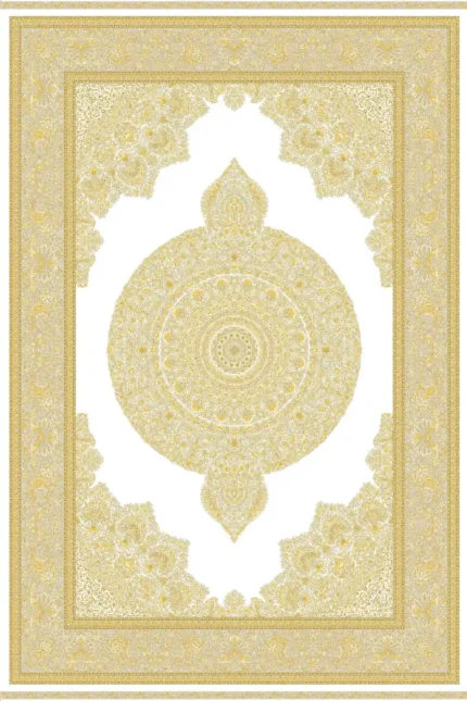 فرش ابریشم ماشینی 1600 شانه کرم