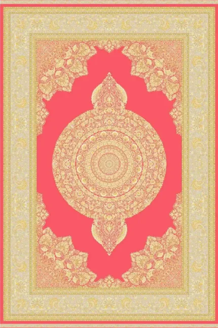 فرش ابریشم ماشینی 1600 شانه گلبهی