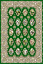 فرش ابریشم ماشینی 1600 شانه سبز