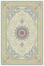 فرش ابریشم ماشینی 1600 شانه کد 160065 کرم