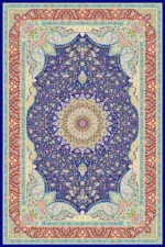 فرش ابریشم ماشینی 1600 شانه کد 160065 سرمه ای لاکی
