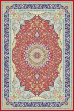 فرش ابریشم ماشینی 1600 شانه کد 160065 لاکی سرمه ای
