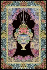 فرش ابریشم ماشینی 1600 شانه مشکی