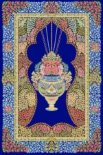 تابلو فرش ابریشم ماشینی 1600 شانه سرمه ای