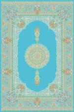 فرش ابریشم ماشینی 1600 شانه آبی