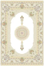 فرش ابریشم ماشینی 1600 شانه کرم