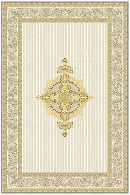 فرش ابریشم ماشینی 1600 شانه کرم