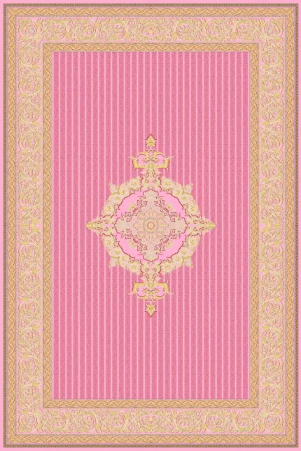 فرش ابریشم ماشینی 1600 شانه صورتی