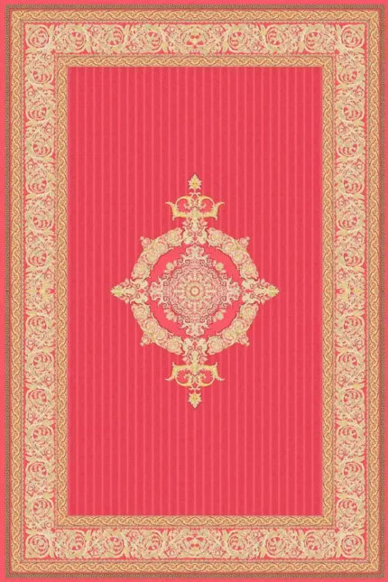 فرش ابریشم ماشینی 1600 شانه گلبهی