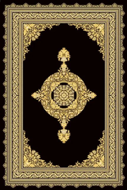 فرش ابریشم ماشینی 1600 شانه مشکی