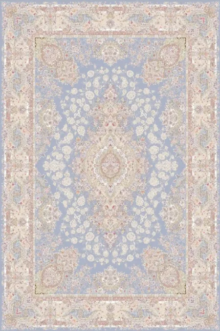 Machine-made acrylic carpet, 1500 reeds, blue Roham design