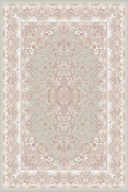 Machine-woven acrylic carpet 1500 reeds, Tabriz green design
