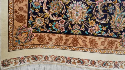 فرش ابریشم ماشینی 1600 شانه خاطره کویر کاشان