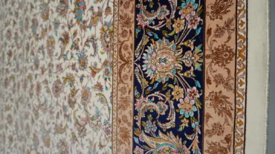 فرش ابریشم ماشینی 1600 شانه خاطره کویر کاشان