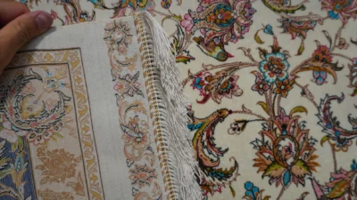 فرش ابریشم ماشینی 1600 شانه خاطره کویر کاشان