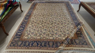 فرش ابریشم ماشینی 1600 شانه خاطره کویر کاشان