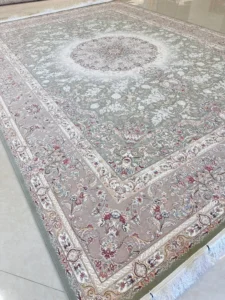 فرش اکریلیک 1500 شانه خاطره کویر کاشان طرح نفس سبز
