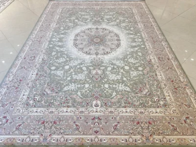 فرش اکریلیک 1500 شانه خاطره کویر کاشان طرح نفس سبز