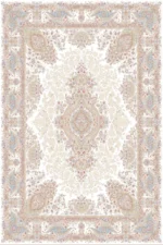 فرش اکریلیک ماشینی 1500 شانه طرح رهام سفید