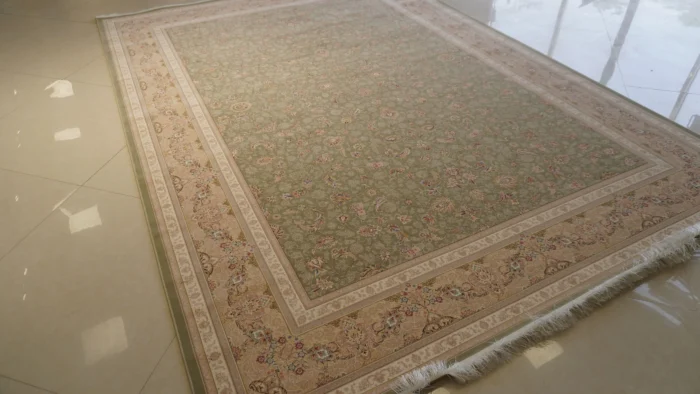 فرش خاطره کویر کاشان طرح لیندا سبز