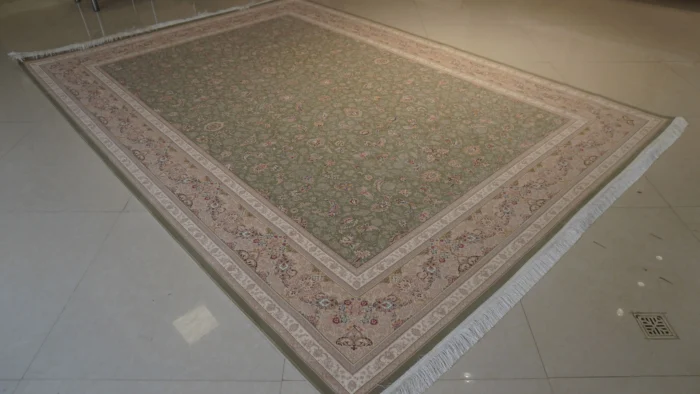 فرش خاطره کویر کاشان طرح لیندا سبز