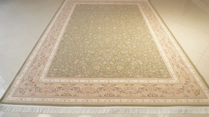 فرش خاطره کویر کاشان طرح لیندا سبز