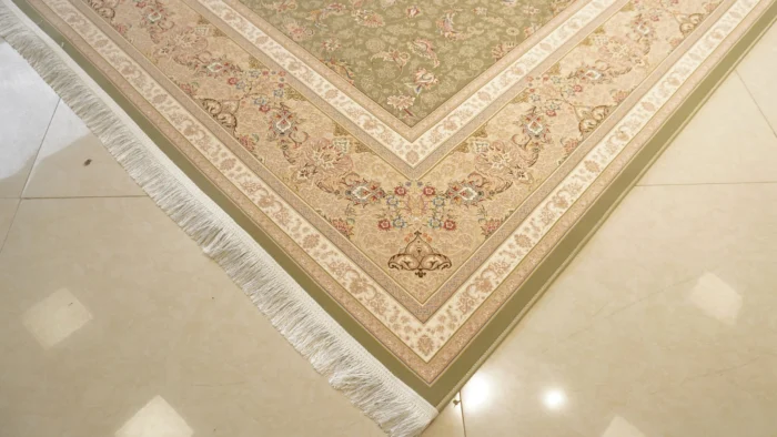 فرش خاطره کویر کاشان طرح لیندا سبز