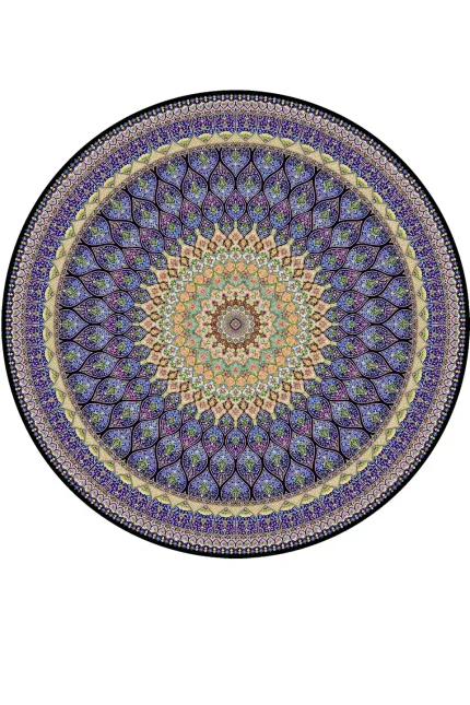 فرش گرد مدرن سرمه ای