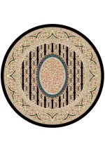 فرش گرد ابریشم ماشینی 1600 شانه زمینه مشکی