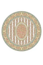 فرش گرد ابریشم ماشینی 1600 شانه زمینه کرم