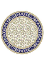 فرش گرد ابریشم ماشینی طرح افشان بدون ترنج زمینه کرم