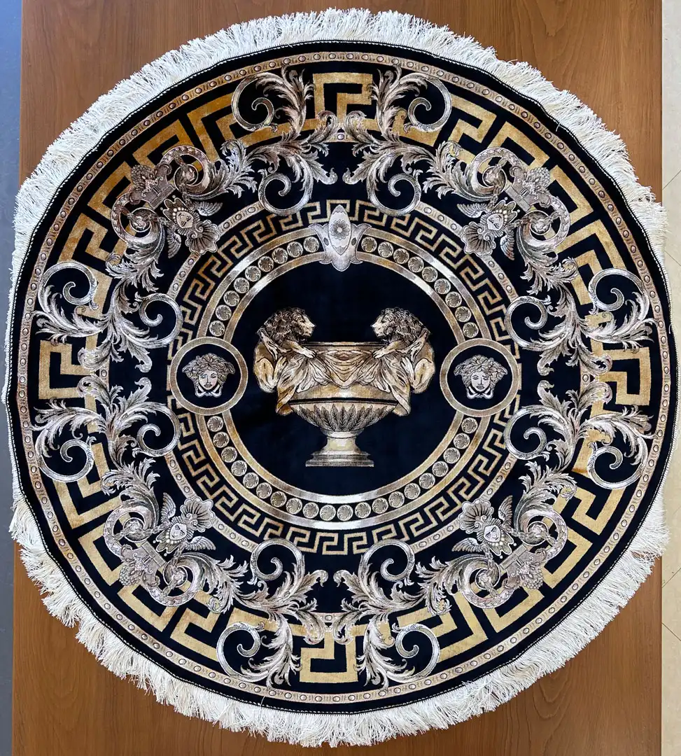 فرش ابریشم گرد مدرن 1600 شانه کاشان