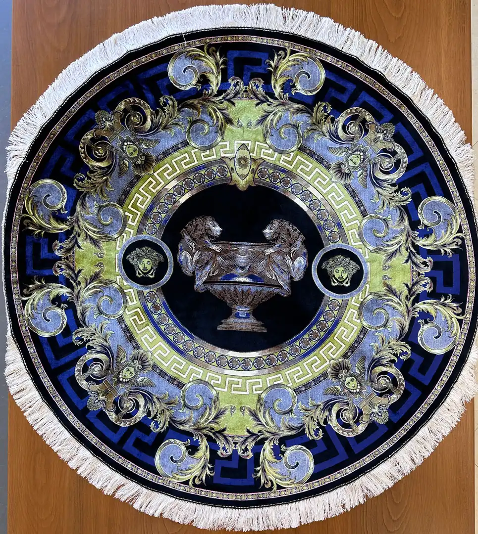 فرش گرد مدرن ابریشم کاشان